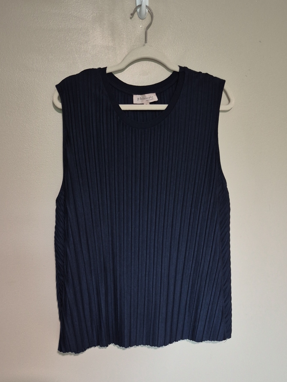 Philosophy Navy Pleated Ribbed Sleeveless Tank